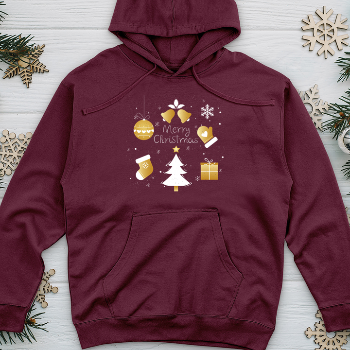 Golden Christmas Midweight Hooded Sweatshirt