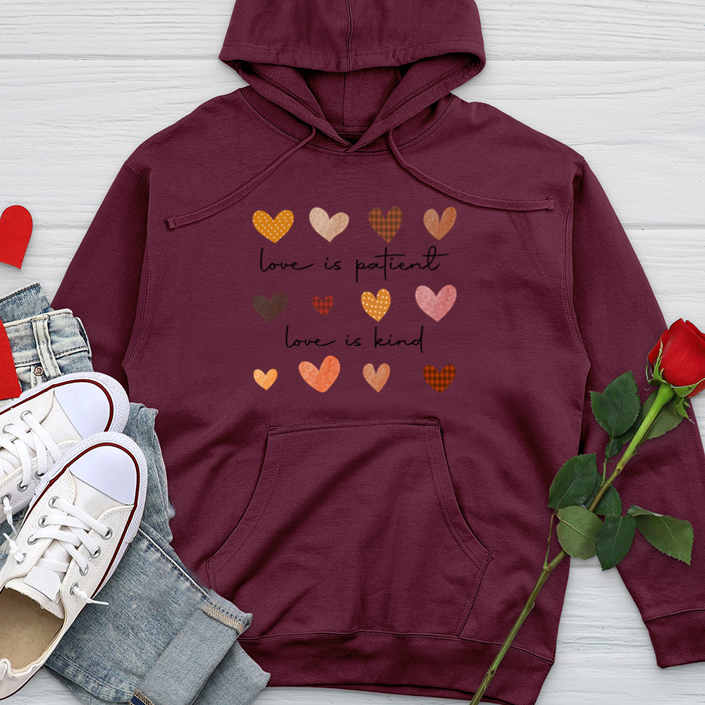 Autumn Heart Patterns Midweight Hooded Sweatshirt