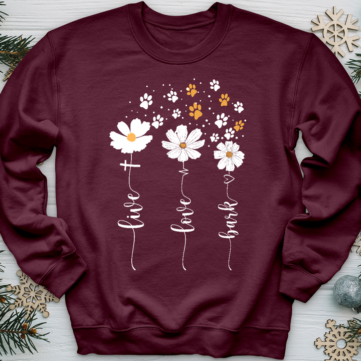 Live Love Bark Floating Paw Prints Crewneck