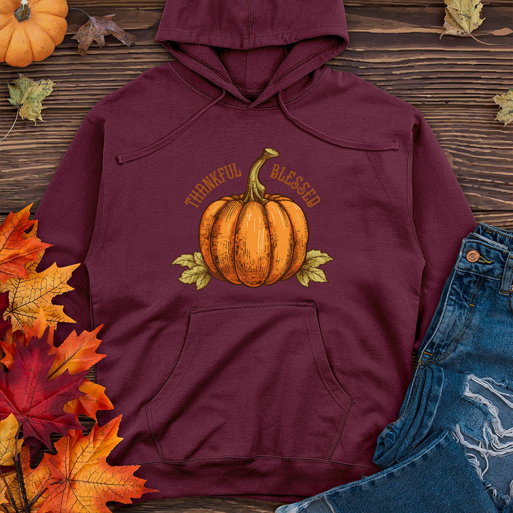 Thankful Blessed Pumpkin Midweight Hoodie