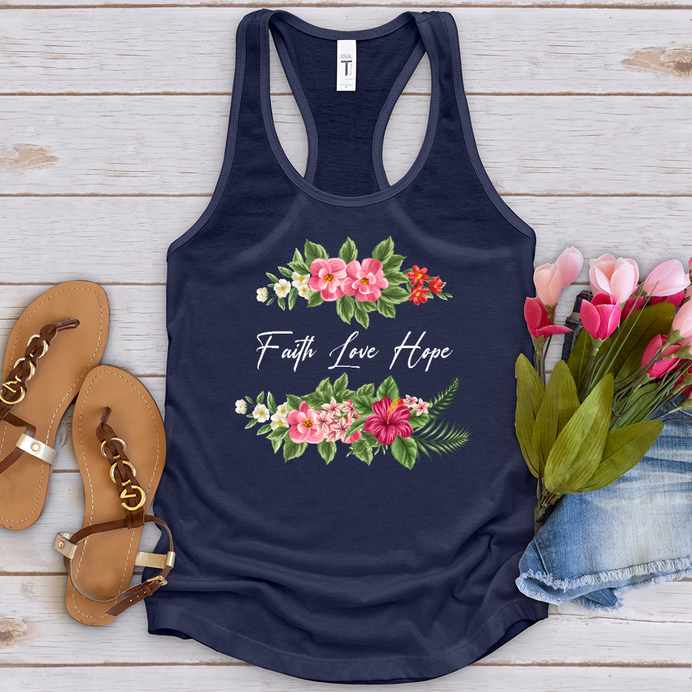 Faith Love Hope Flower Tank Top