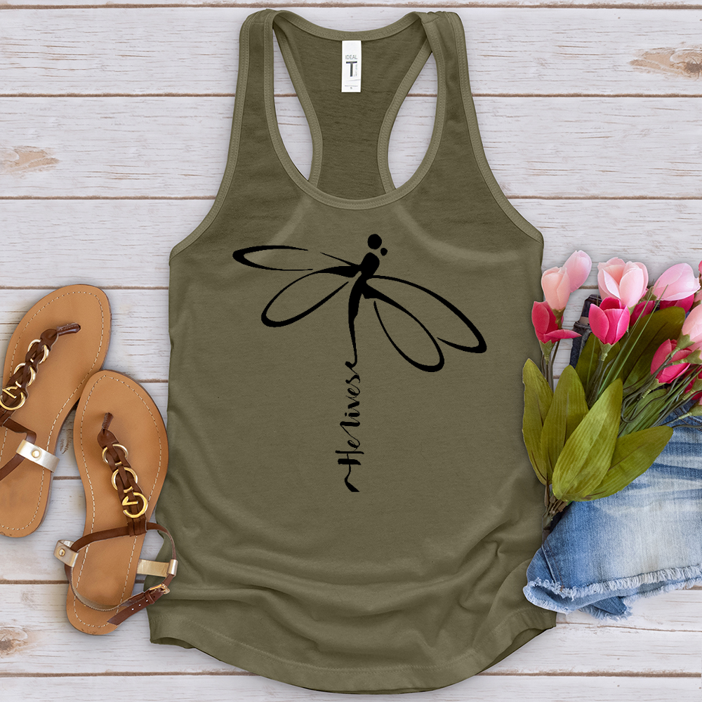 He Lives Dragonfly Tank Top