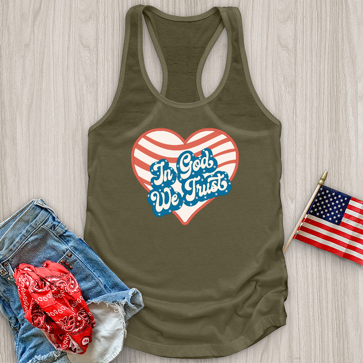 In God We Trust Wavy Heart Tank Top