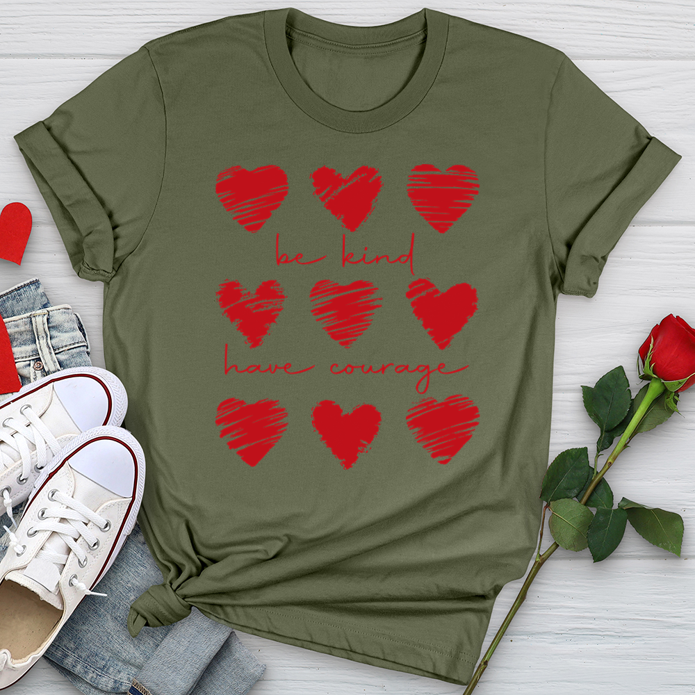 Be Kind Have Courage Hearts Softstyle Tee