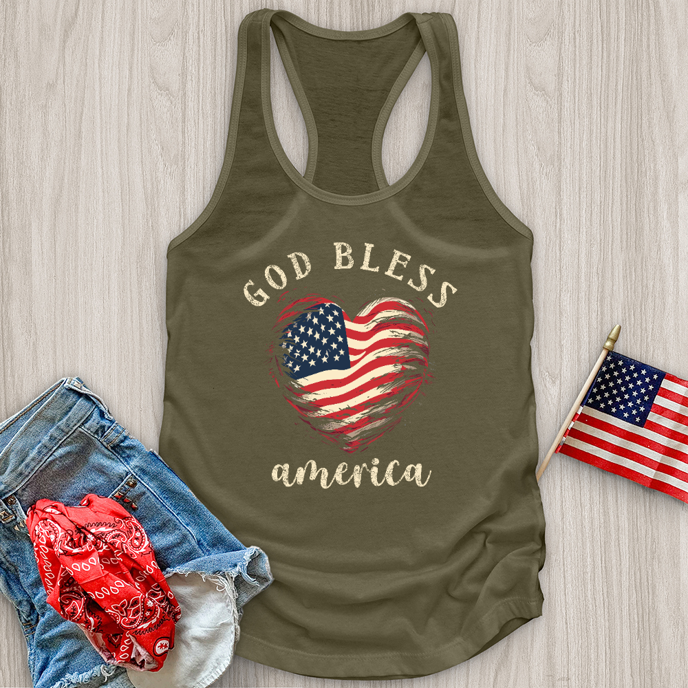 God Bless Waving Flag Tank Top