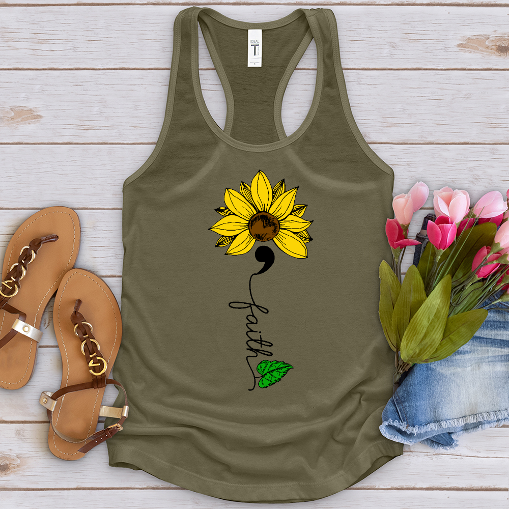 Faith Semicolon Sunflower Tank Top