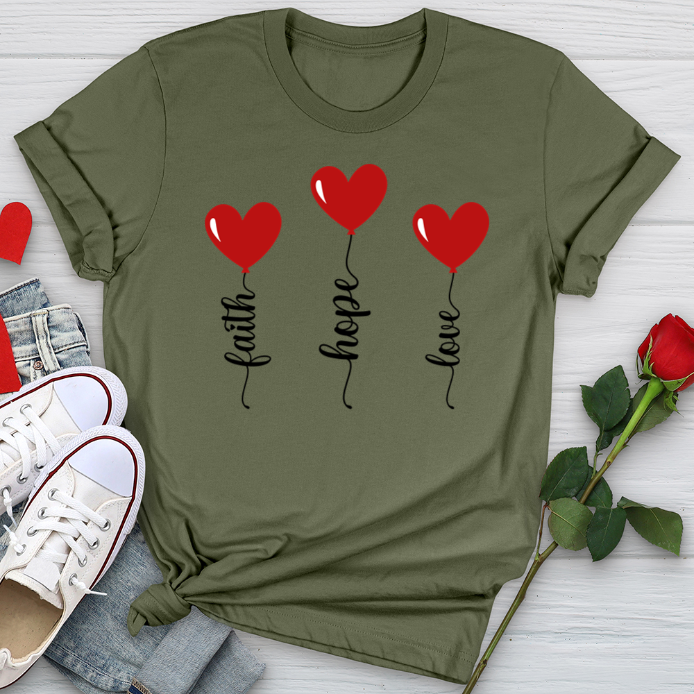 Faith Hope Love Heart Balloons Softstyle Tee