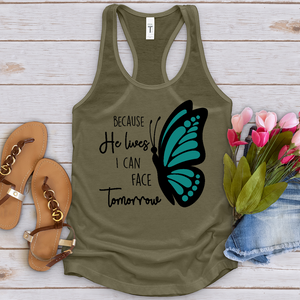 Because He Lives Butterfly 2 Tank Top