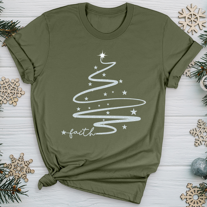 Faith Christmas Tree Silver Sparkle Softstyle Tee