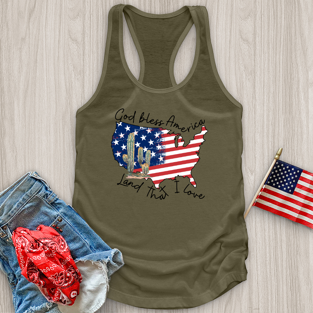 God Bless Cactus Country Tank Top