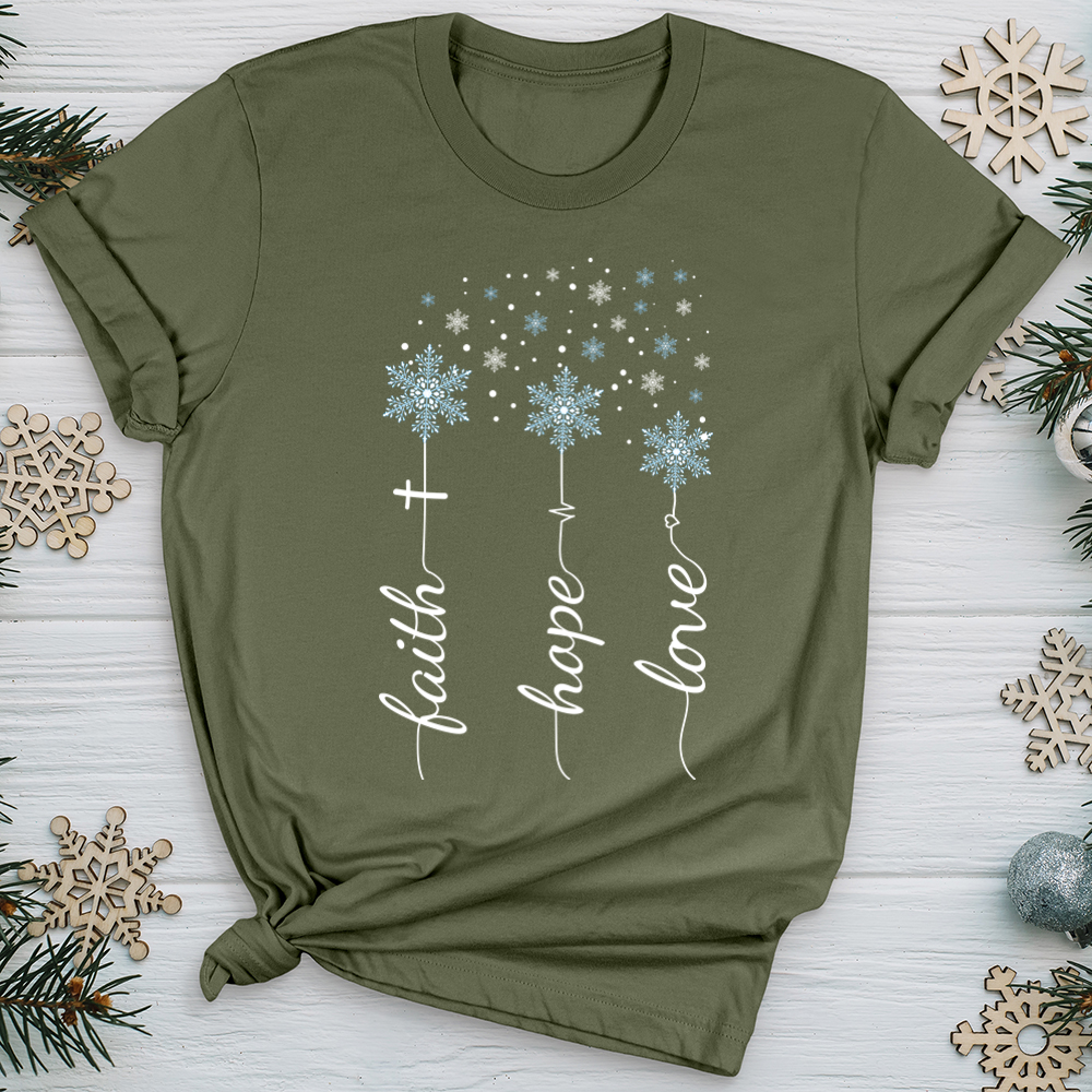 Faith Hope Love Snowflakes Softstyle Tee