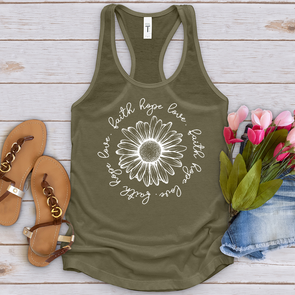 Faith Hope Love White Flower Tank Top