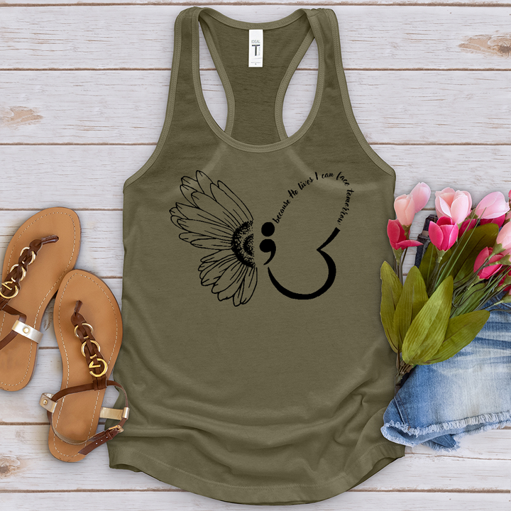 Because He Lives Semicolon Tank Top