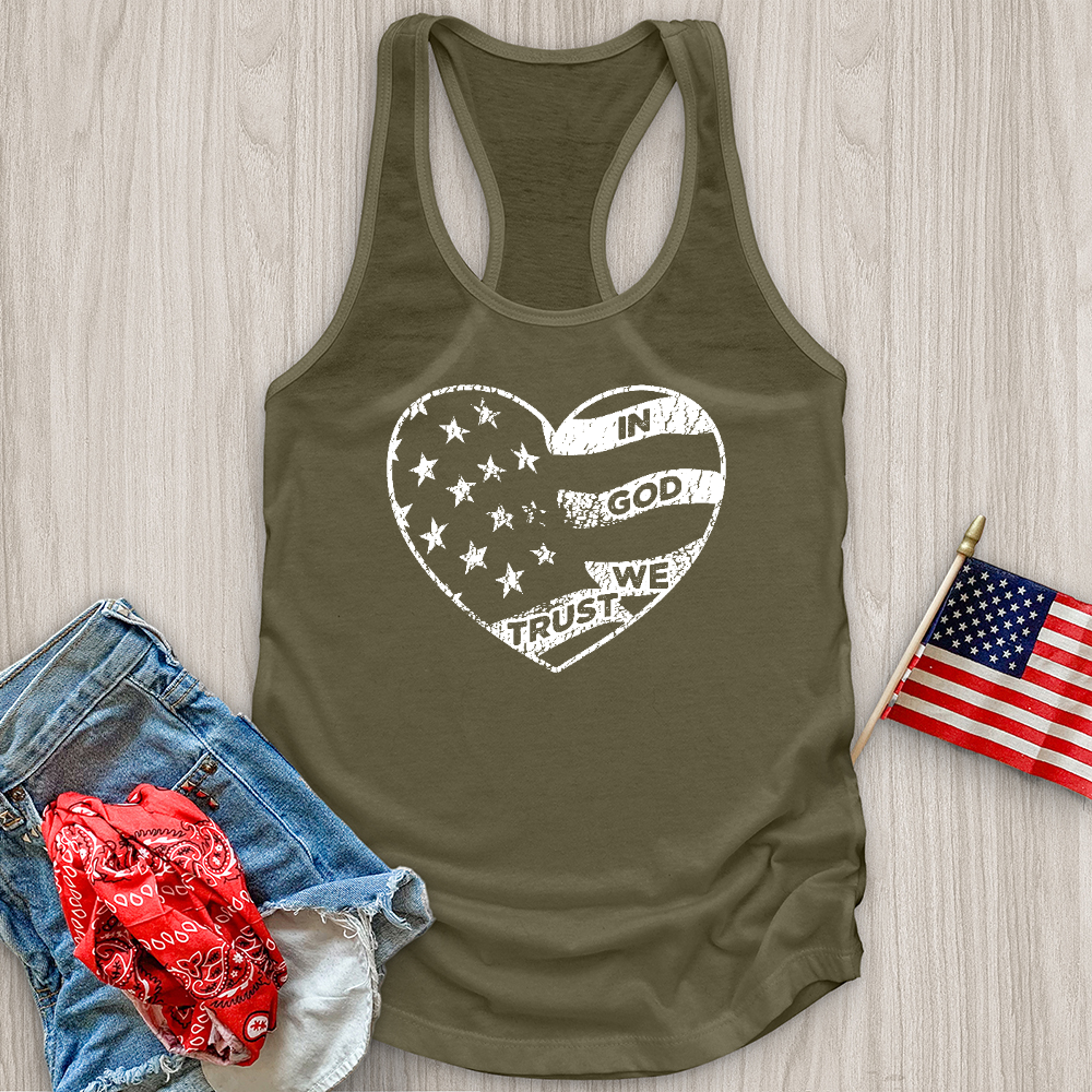 In God We Trust Faded Heart Tank Top