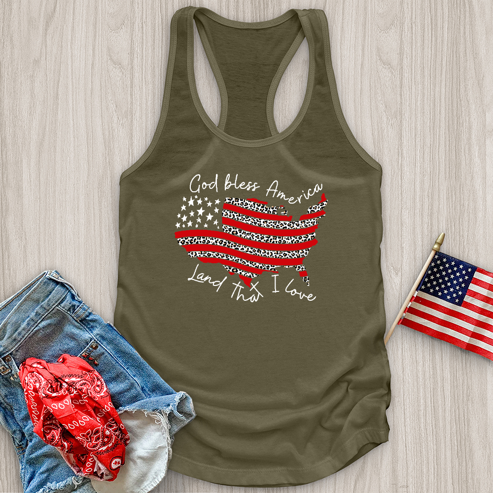 God Bless America Leopard Tank Top