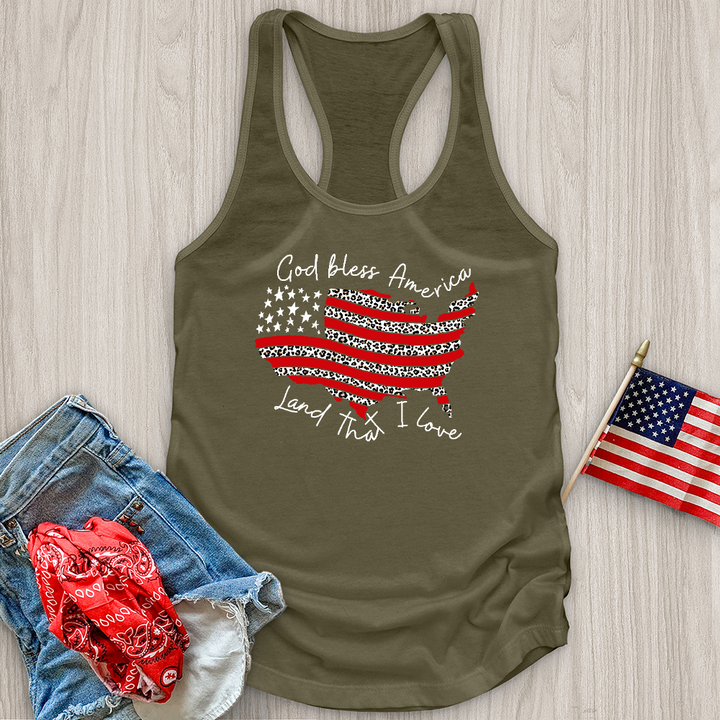 God Bless America Leopard Tank Top