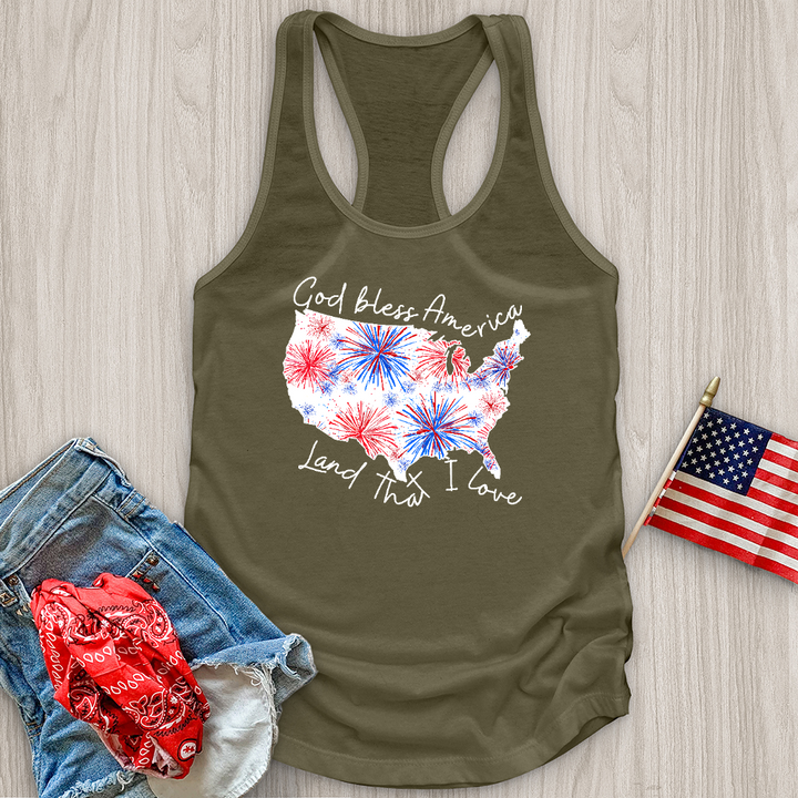 God Bless Fireworks Variation W Tank Top