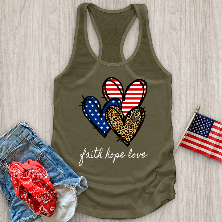 Faith Hope Love Pattern Hearts Tank Top