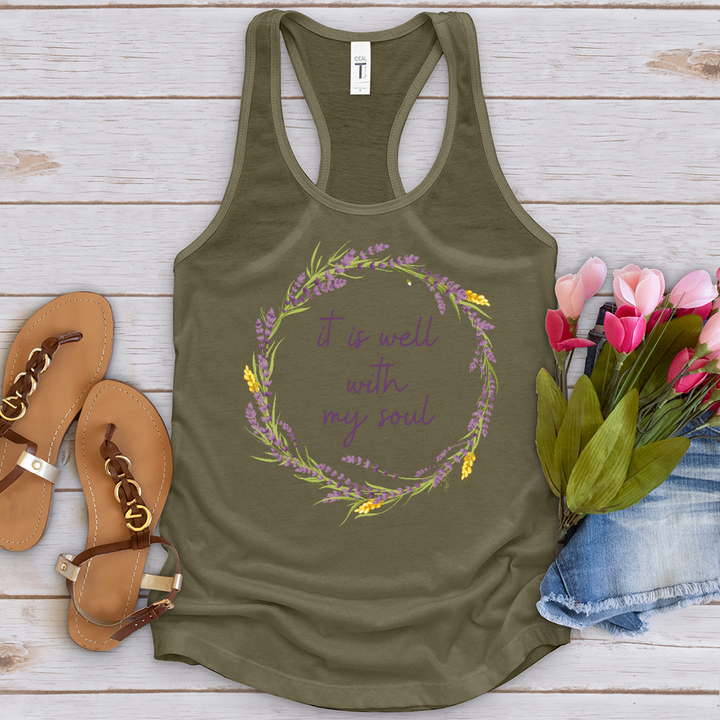 It Is Well Lavender Wreath Tank Top