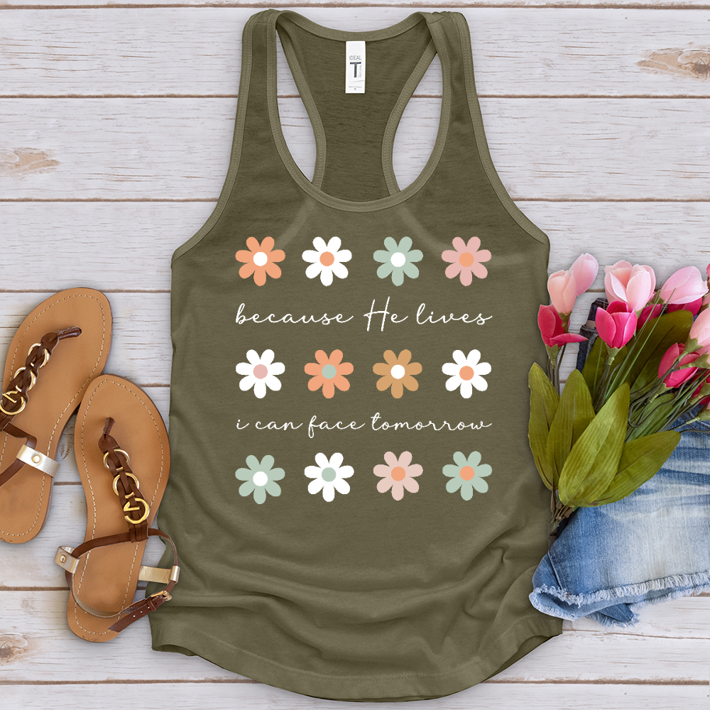 Because He Lives Boho Flowers Tank Top