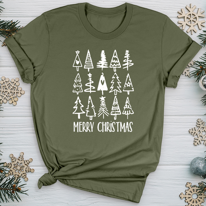 Merry Christmas Tree Pattern Softstyle Tee