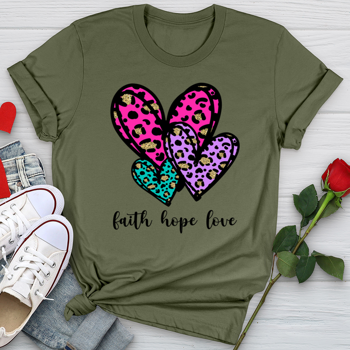 Faith hope love coloful leopard Softstyle Tee