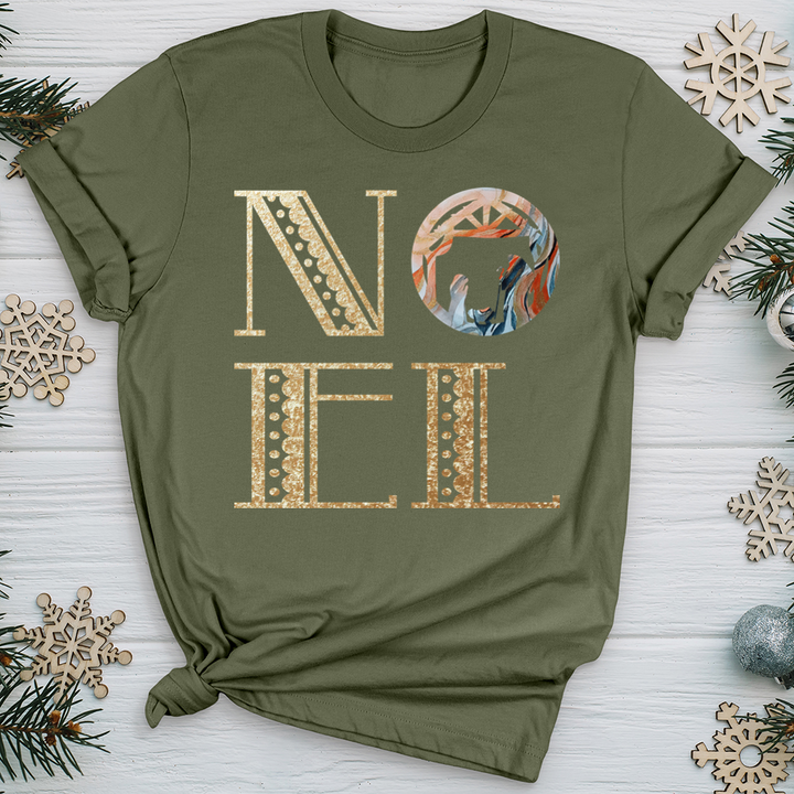 Noel Gold Nativity Scene Softstyle Tee