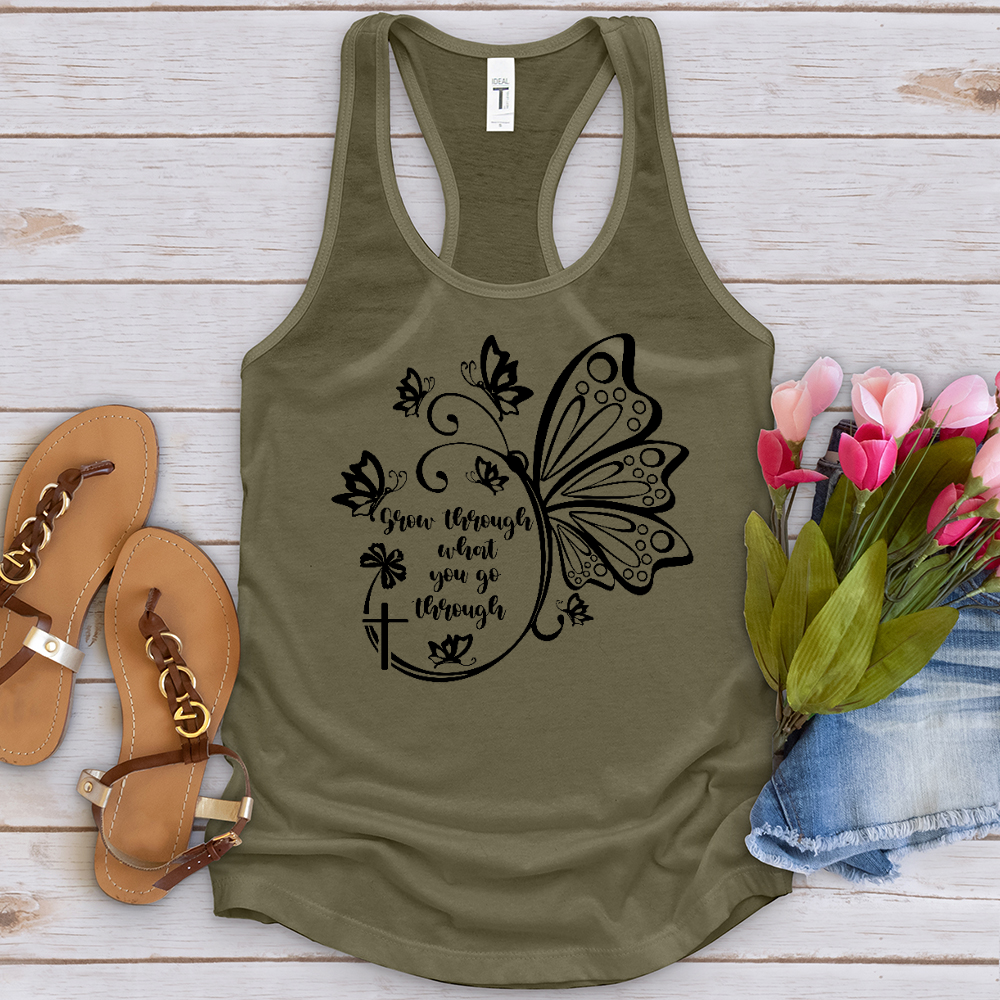 Grow Through What You Go Through Black Tank Top