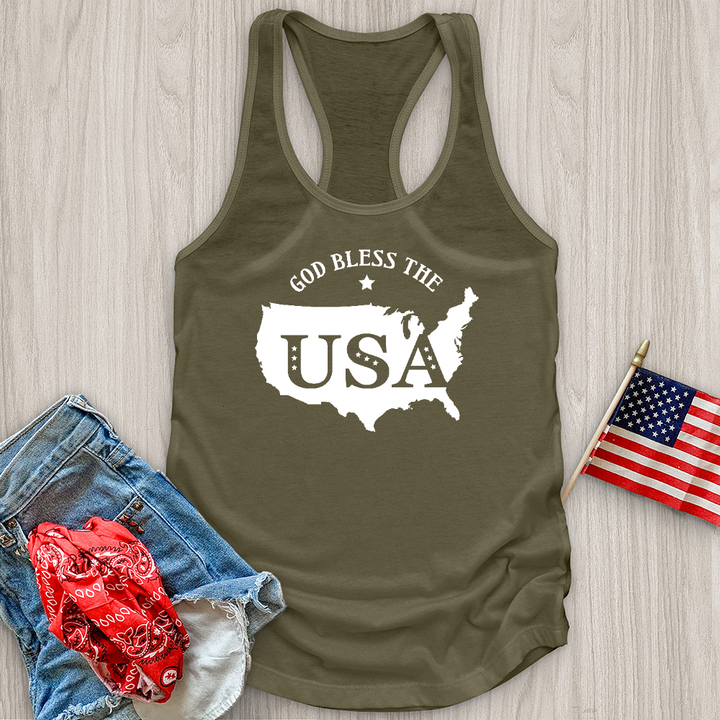 God Bless USA Outline Tank Top