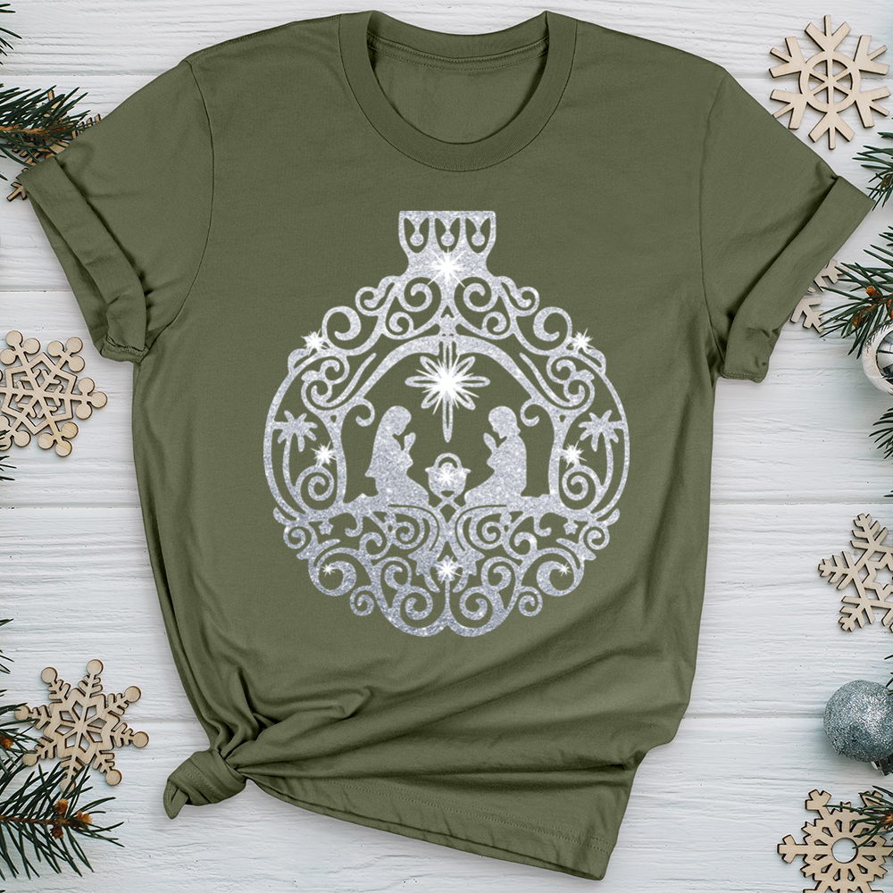 Silver Nativity Scene Ornament Softstyle Tee