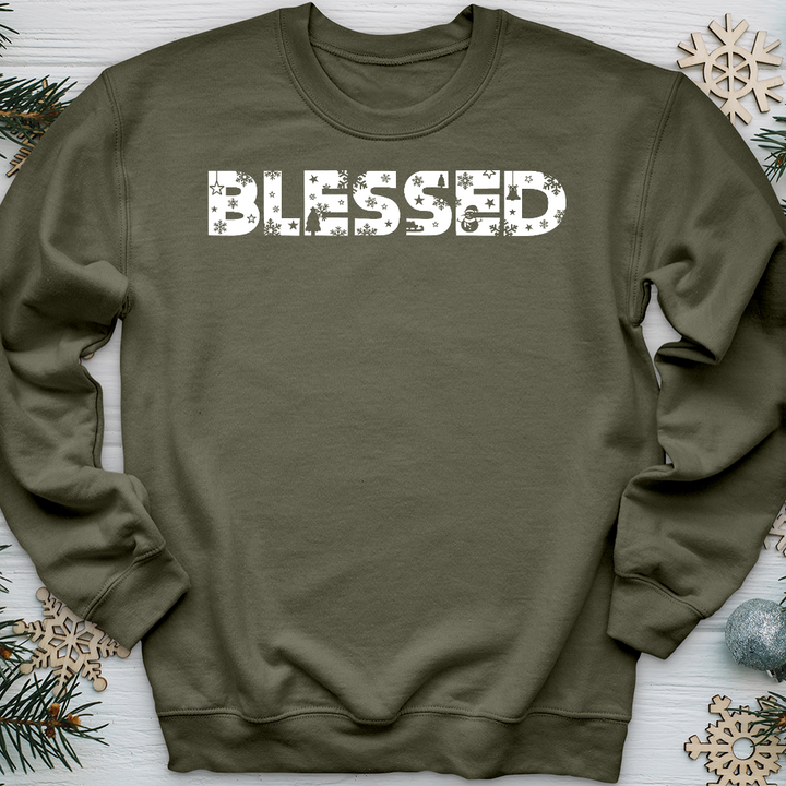 Blessed Winter Font  Crewneck