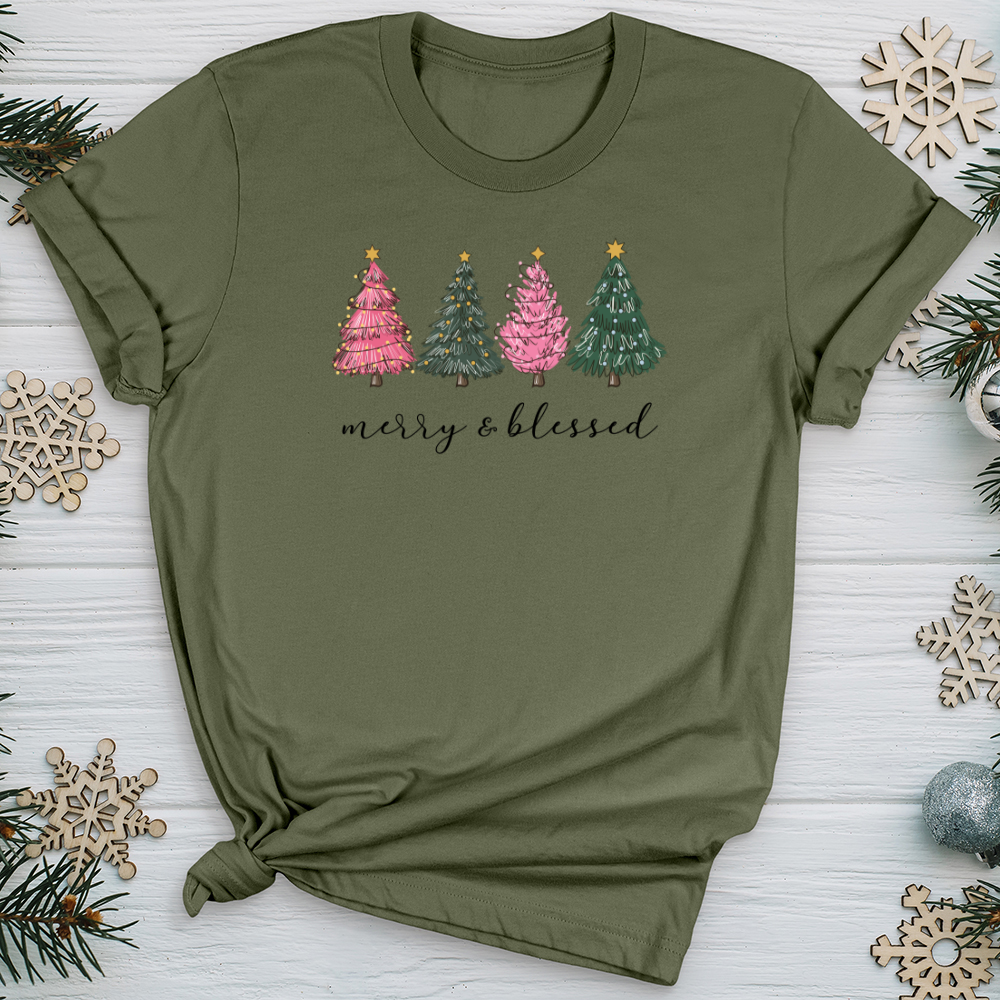 Merry Blessed Assorted Trees Softstyle Tee