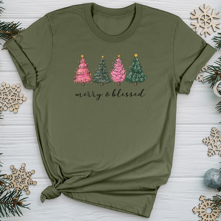 Merry Blessed Assorted Trees Softstyle Tee