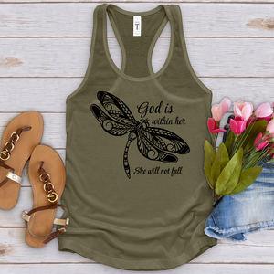 She Will Not Fall Dragonfly Tank Top