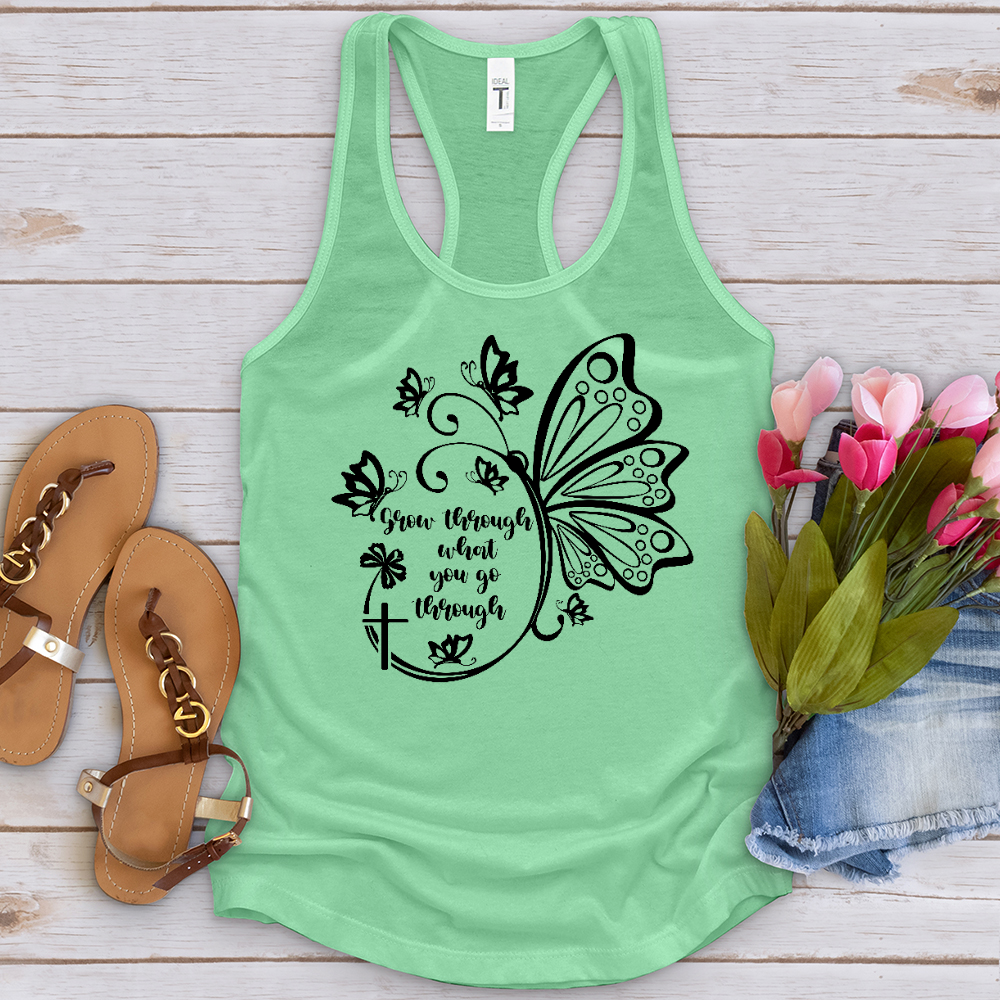 Grow Through What You Go Through Black Tank Top