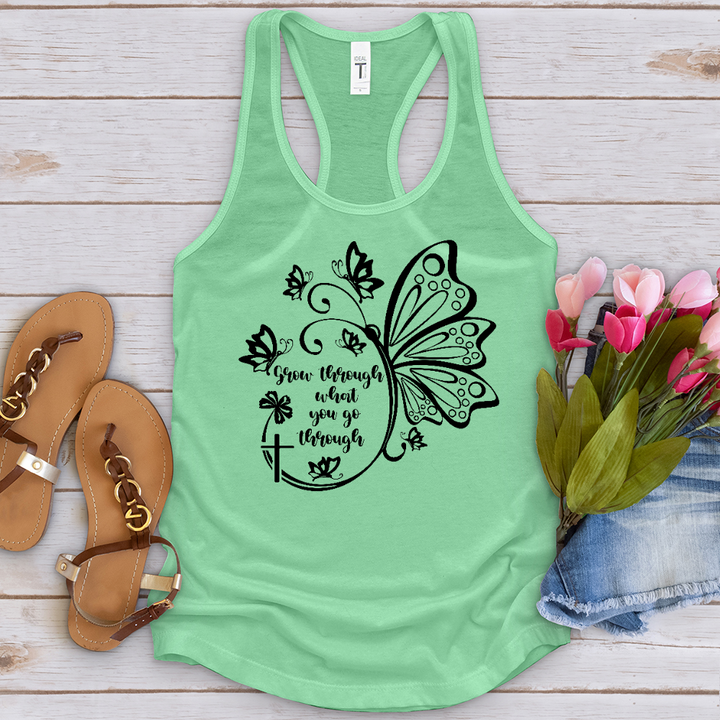 Grow Through What You Go Through Black Tank Top