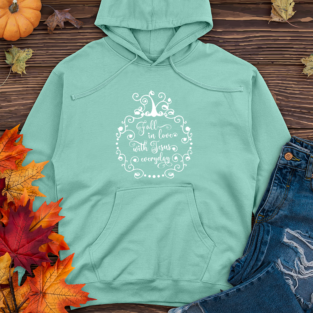 Fall in love with Jesus Midweight Hoodie