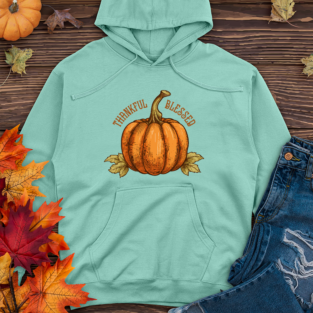 Thankful Blessed Pumpkin Midweight Hoodie