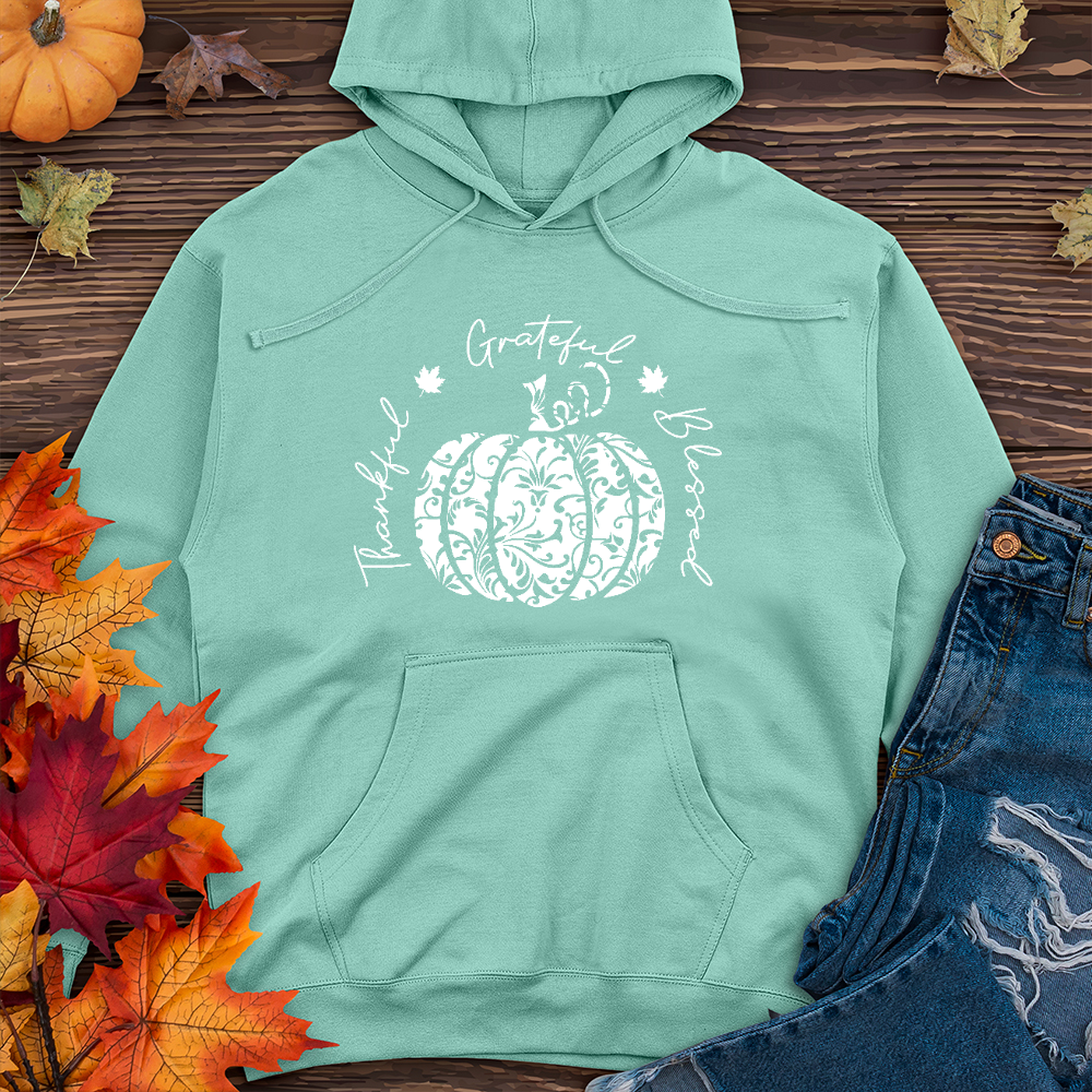 TGB White Floral Pumpkin Midweight Hoodie