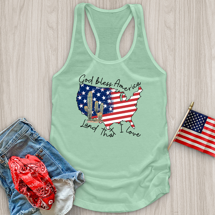 God Bless Cactus Country Tank Top