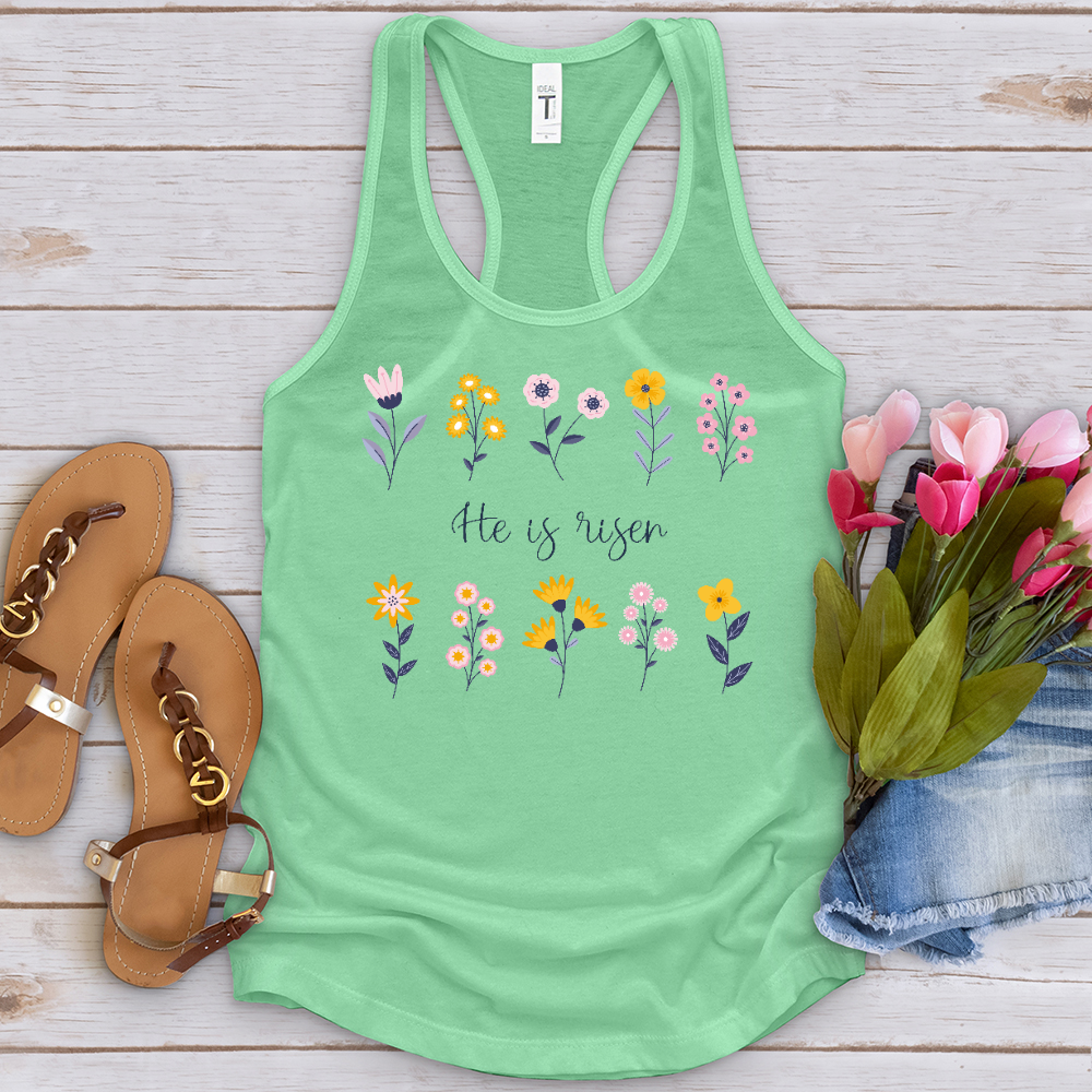 He Is Risen Flower Pattern Tank Top