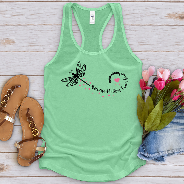 Because He Lives Dragonfly Tank Top