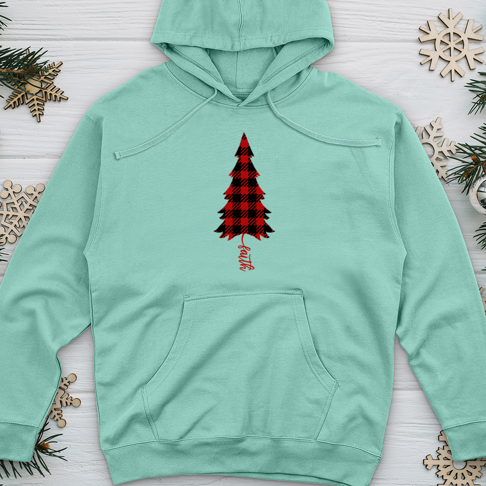 Faith Christmas Pattern Midweight Hooded Sweatshirt