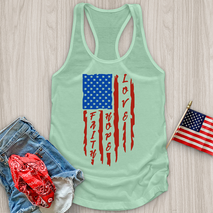 Faith Hope Love Flag Tank Top