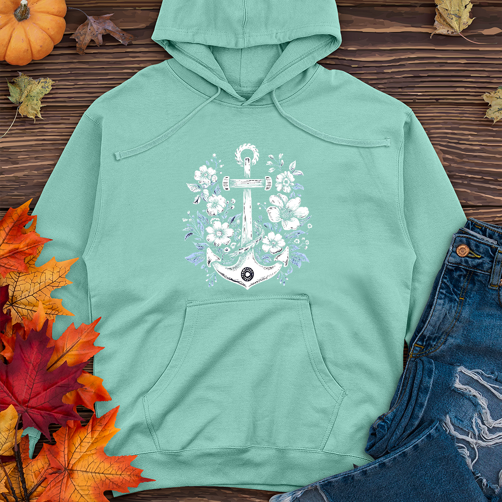 Anchor with flower Midweight Hoodie