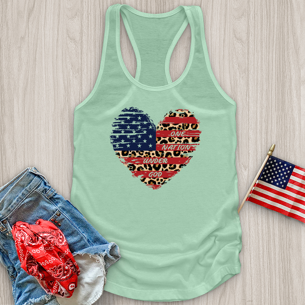 One Nation Leopard Heart Tank Top