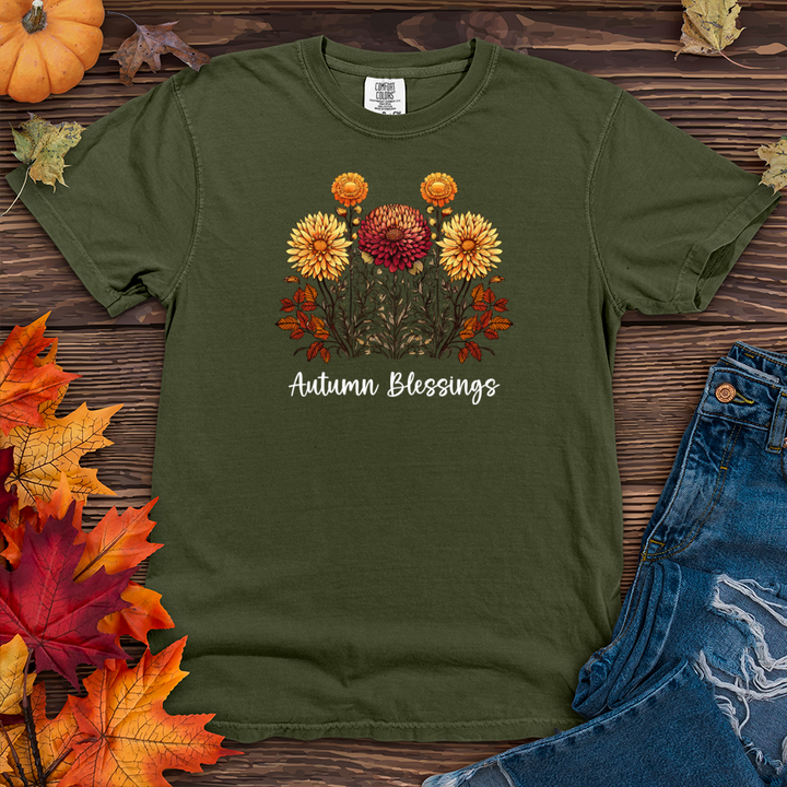 Retro Blooming Autumn Floral Trio Heavy Cotton Comfort Colors Tee