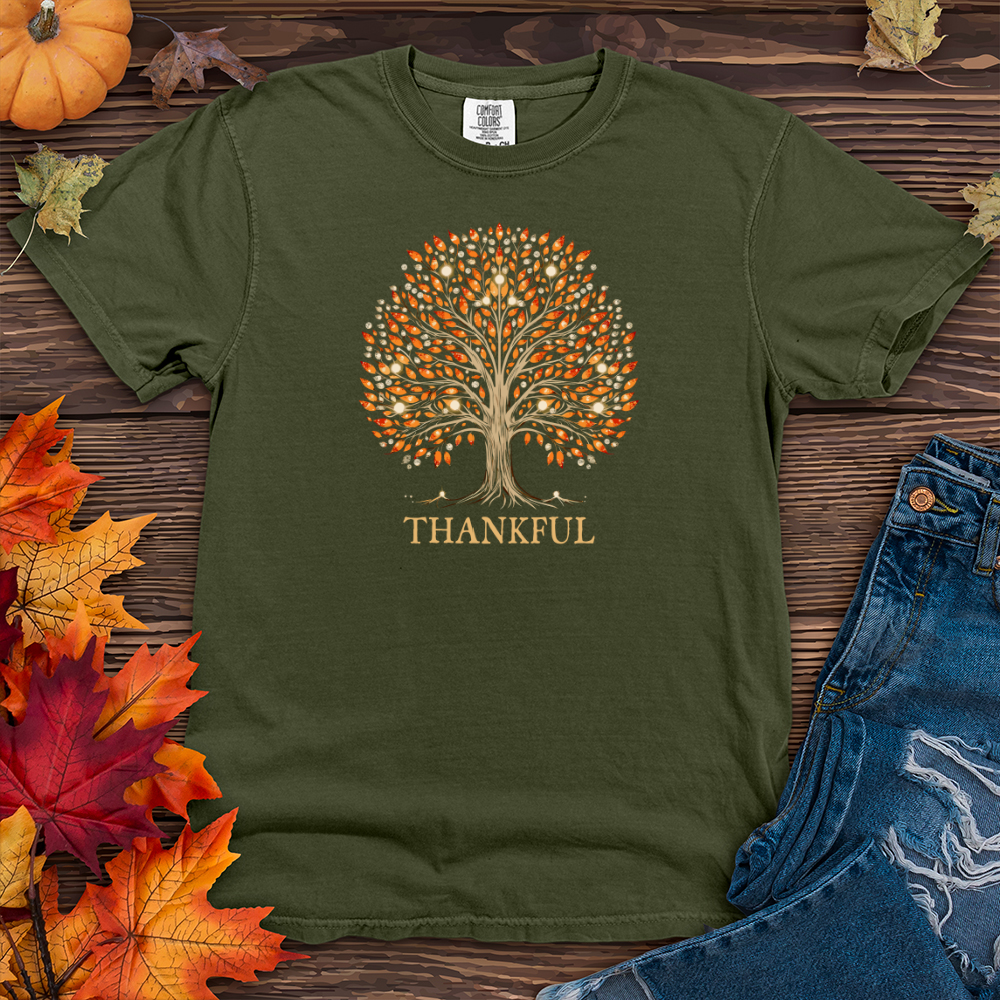 Retro Bonfire Sparkle Fall Themes Tree Heavy Cotton Comfort Colors Tee