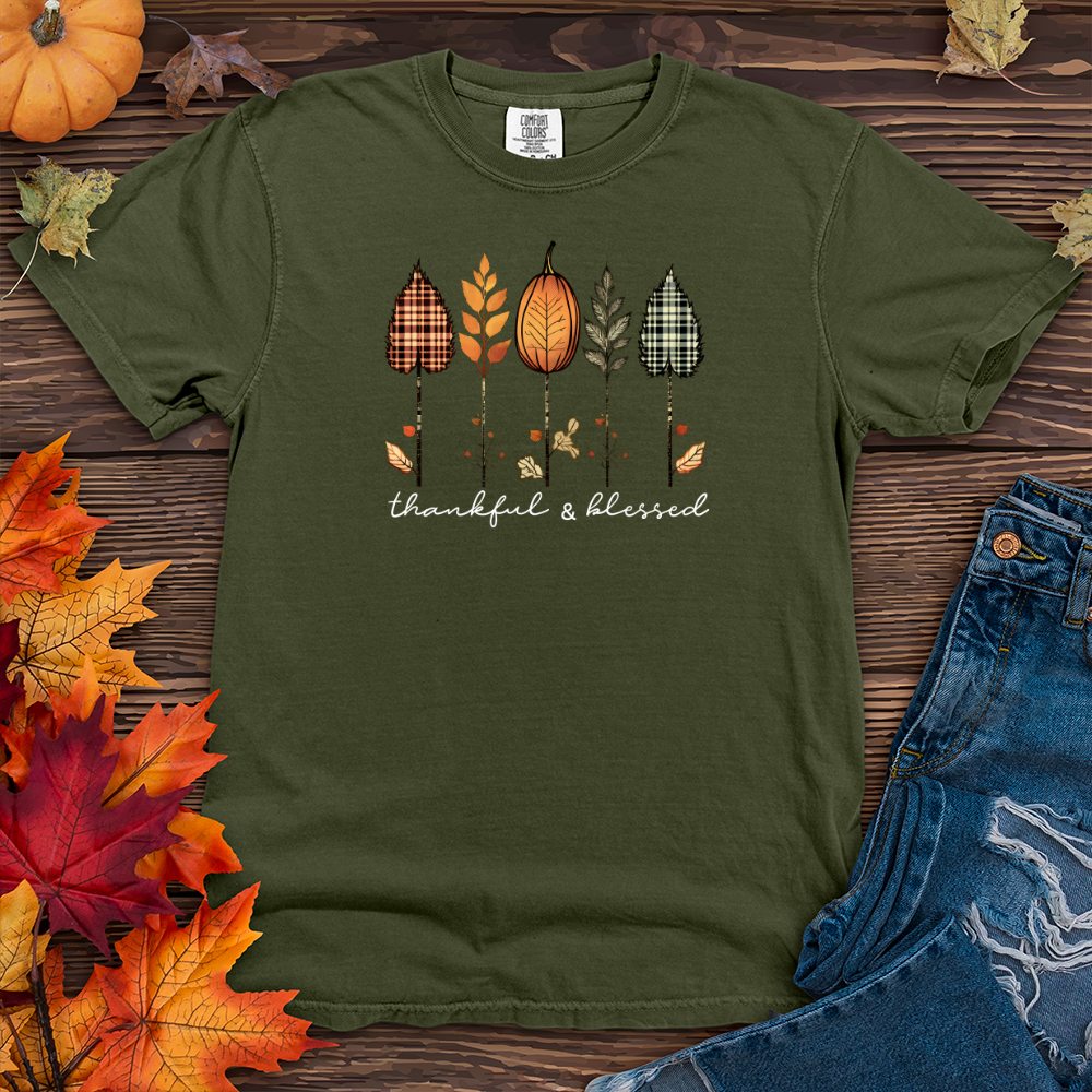 Retro Autumn Plaid Flannel Trio Heavy Cotton Comfort Colors Tee