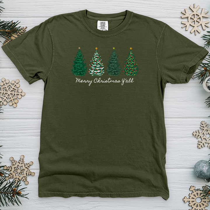 Merry Christmas Y'all Pines Heavy Cotton Comfort Colors Tee